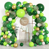 140Pcs Jungle Party Balloons Garland Arch Kit, Gold Lime Green Balloon
