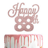 Happy 88Th Birthday Rose Gold & Glitter Cake Topper - Cheers To 88 Years Old Birthday Party Cake Centerpieces Decorations Sign.