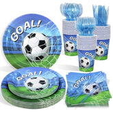 Soccer Birthday Party Decorations Plates Set 25 Guests,125 Pieces Soccer Theme Paper Plates Napkins Cups And Cutlery Boys Party Supplies De Cumpleaños De Futbol