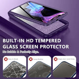 Samsung Galaxy S24 Case with Glitter, Compatible with MagSafe Built-in Tempered Glass Screen Protector & Camera Lens Protection, Amethyst