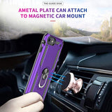 Iphone Se Case With 2Pack Tempered Glass Screen Protector, -Grade Phone Case With Magnetic Ring Kickstand For Iphone Se 2022/2020, Purple
