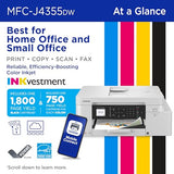 Bothe Inkvestment 4355 Wieless Colo Inkjet All-In-One Pinte With 1.8 Colo Display And Manual Feed Slot | Includes Efesh Subsciption Tial(1) (Mfc-J4355Dw)
