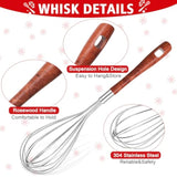 6 Set/12 Pcs Christmas Whisks Gifts Includes 6 Pcs 10 Inch 304 Stainless Steel Whisk With Wooden Handle And 6 We Whisk You A Merry Christmas Greeting Cards For Xmas Cooking Supplies