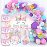 Unicorn Decorations - Happy Birthday Balloon Boxes With Letters, Unicorn Arch Kit And Backdrop