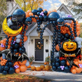 194pcs Halloween Balloon Arch Kit with Foil Balloons for Haunted House Parties