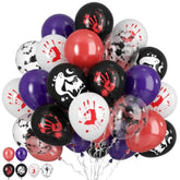 50pcs Halloween Balloons Black Purple Red Bloody Handprint Bat Print Party Decor