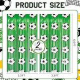 2 Pack Soccer Fringe Curtains, 3.3x6.6ft Green Backdrop with Soccer Ball Prints, World Cup Party Decorations, Photo Booth, Watch Party, Birthday, Team Spirit, Sports Theme Decor, Door Wall Streamers