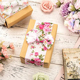 Floral Wired Edge Ribbon 4 Rolls Rose Flower Pattern Ribbon Spring Sum