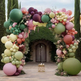 Dusty Pink Green Yellow Balloon Garland - Double Stuffed Sage Green Olive Matte Pastel Plum Balloon Arch Kit For Baby Shower Birthday Floral Summer Party Decoration