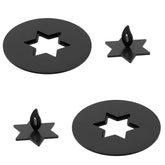2Pcs Black Candle Jar Topper Stainless Steel Star Candle Covers Prevent Touch 3.15" Round Scented Lid For Spa Meditation Yoga (Star)