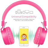 gorsun Kids Headphones, Lightweight Stereo Wired Toddler Headphones, Adjustable Headband Children's Headset for Smartphones Computer Pad Earphones(Pink)