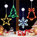 4 Pcs Christmas Window Lights With Timer Function, Christmas Window Decorations Jingle Bell Snowflake Christmas Tree Sta