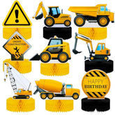 9 Pieces Construction Honeycomb Construction Birthday Party Supplies C