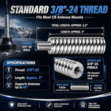 SS-3H CB Antenna Spring Mount Heavy Duty Stainless Steel CB Springs (2PCS) fit Mobile/in-Vehicle CB Radio Antenna Mount up to 60" Long and 3/8", 24