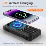 Solar Charger 49800Mah Power Bank - Wireless Portable Phone Charger With 4 Built-In Cable,22.5W Fast Charging Battery Pack Usb C In/Output For All Cell Phone Iphone,Galaxy,Android,Etc(Black)