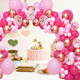 Pink Balloon Garland Arch Kit, 142Pcs Hot Pink Rose Gold Balloons With