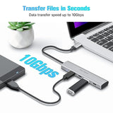 Usb C Hub 10Gbps 4-Port Usb C To Usb-C 3.2 Gen 2 Dongle, Portable Usb C Multip