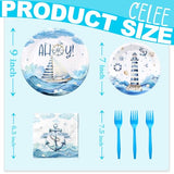 Nautical Birthday Party Decorations Set - Nautical Party Decorations, Plates, Napkins, and Forks for 20 Guests - Nautical Themed Disposable Tableware and Birthday Decorations