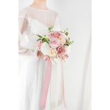 Pink & Champage Wedding Bouquets For Bride Bridesmaids, Bridal Bouquet For Wedding Silk Artificial Flowers