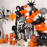 Halloween BOO Balloon Arch Garland Kit Orange Black White Pumpkin Eyeball Spider Party Decor