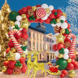 138pcs Christmas Balloon Garland Red Green Gold Xmas Party Decor
