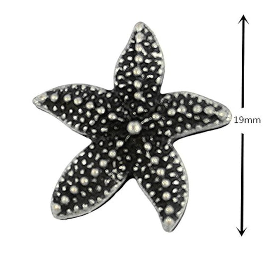 12 Pieces Starfish Antique Silver Metal Shank Buttons 19Mm (Antique Si