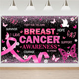 6x3.6ft Black Breast Cancer Awareness Month Backdrop Banner