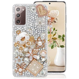 For Galaxy Note 20 Case Women Luxury 3D Bling Shiny Rhinestone Diamond Crystal Pearl Handmade Pendant Iron Tower Pumpkin Car Flowers Soft Protective Anti-Fall Case For Galaxy Note 20 5G