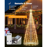 Christmas Cone Tree Light, 7.5Ft 295 Led Light Show Christmas Tree With 8 Modes Timer Remote, Dimmable Artificial Christmas Tree For Porch Yard Patio Indoor Outdoor Xmas Holiday Decor, Warm White