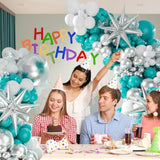 125Pcs Teal, Silver and White Balloon Arch Kit  Wedding, Baby Shower and Party Decorations