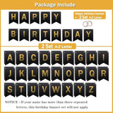 2 Sets Custom Happy Birthday Banner with Name – Black Bunting Set with A-Z Letters