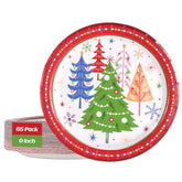 65 Pcs Christmas Paper Plates Disposable Party Plates For Dessert Dinner Appetizer Salad Cake Cookies Merry Christmas Holiday Dinnerware Party Decoration Supplies