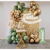 Sage Green First Birthday Decor Boys 40" Olive Number 1 Balloon Banner Balloon Set