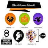 62PCS Halloween Balloon Set Black Orange Purple Green Confetti Balloons for Kids Party Decor