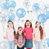 43Pcs Blue Bow Balloons Party Decorations - Coquette Bow Birthday Decorations Blue And White Bow Themed Birthday Balloons For Girls Baby Shower,Bachelorette Party Supplies