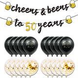 50th Birthday Decorations for Men β Gold 40" Number Balloons, Banner, Foil & Latex Balloons Set