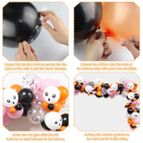 100Pcs Girls Halloween Balloon Arch Kit - Pink, Black, Orange with Skull & Bat Stickers