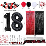 18Th Birthday Decorations For Boys Girls, Red And Black Happy 18Th Birthday Balloons Banner Number 18 Balloons Hanging Swirls Tablecloth Foil Fringe Curtains For 18 Year Old Birthday Party Decorations
