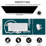 Large Gaming Mouse Pad, Extended Desk Mousepad With Stitched Edges, Football Computer Keyboard Pad,Dark Green Design For Sport Fans, 31.5 X 11.8 In