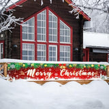 Large Merry Christmas Yard Banner Green Red Backdrop For Christmas Decorations Outdoor Red Holiday Party Supplies Home Decor For Yard,Garden,Porch,Lawn 98.4 X 19.6 Inch