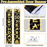 50Th Birthday Party Banner Lighted Decorations For Women Men 50 Year Old Lighted Door Banners Black Gold Cheers To 50 Years Birthday Party Supplies Porch Sign With Led Light For Outside Light Decor