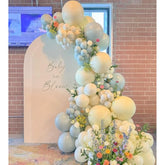 Baby In Bloom Spring Wildflowers Balloon Arch Garland Kit 136 Pieces Mist Blue, Pastel Green, Yellow Ivory & White Balloons For Fairy Flower Theme Boho Baby Shower Birthday Party Decorations