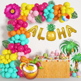 188-Pc Tropical Aloha Balloon Arch Kit with Pineapple, Coconut & Palm Decor