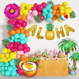 188-Pc Tropical Aloha Balloon Arch Kit with Pineapple, Coconut & Palm Decor