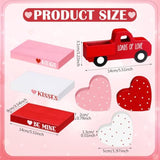 7 Pcs Valentine'S Day Table Decorations Valentines Tiered Tray Decor Faux Book Bundle With Twine Red Truck Table Centerpiece Farmhouse Heart Wooden Sign For Home Indoor Party Bookshelf Gift