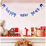 Happy New Year 2026 Banner Blue Glitter New Years Eve Party Decorations