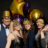 16-Piece Happy New Year 2026 Paper Glasses in Black and Gold for Party Decor
