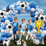 Soccer Balloon Garland Arch Kit, 103Pcs 18 12 10 5Inch Blue White Soccer Balloons With 18Inch Football Foil Balloons For Sports Theme Soccer Party Decorations