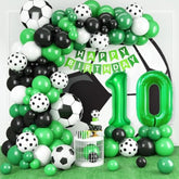 10Th Birthday Soccer Balloon Arch,10Th Soccer Garland Kit With Green Number 10 Balloon Football Balloons For Boys Kids 10 Birthday Party Decorations