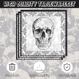 140Pcs Halloween Black Skull Birthday Party Decorations For 20 Guests - Disposable Tableware Skull Party Supplies Plates And Napkins Forks Cups Straws Baby Shower Halloween Birthday Decorations